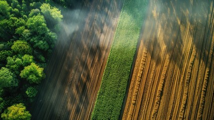 Wall Mural - Fields prepared for planting as seen from above