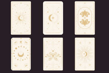 Wall Mural - tarot reverce border magic sacred cover card frame gold line border celelstial mystery esoteric deco