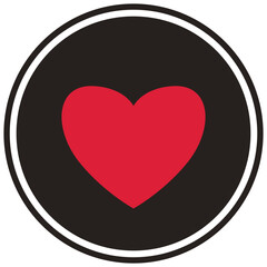 Wall Mural - Heart in circle shape icon flat vector illustration isolated on white background.