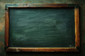 Wall Mural - A blank school chalkboard, you can add your own text or pictures on it.