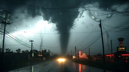 Wall Mural - Tornado - Thunderstorm - extreme weather - highway - destruction - damage - insurance claims - climate change 