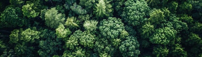 Aufkleber - Aerial view of dense forest canopy, showcasing vibrant green foliage and natural patterns. Perfect for nature and environment-themed projects.