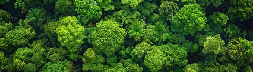 Aufkleber - Aerial view of lush green forest canopy, showcasing dense foliage and natural beauty in a pristine environment.