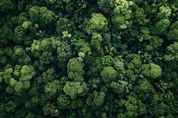 Aufkleber - Aerial view of dense forest canopy showcasing diverse greenery, foliage, and lush vegetation in a tropical rainforest environment.