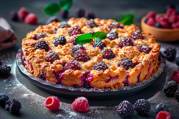 Wall Mural - American Blackberry Cobbler with crumb topping