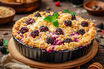 Wall Mural - American Blackberry Cobbler with crumb topping