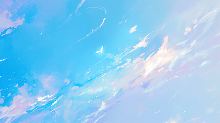 Poster - Abstract blue sky with white clouds and a bird for nature, freedom, or background
