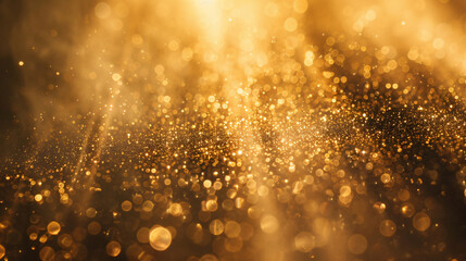 Poster - Golden bokeh lights with copy space text for celebration, holiday, or luxury