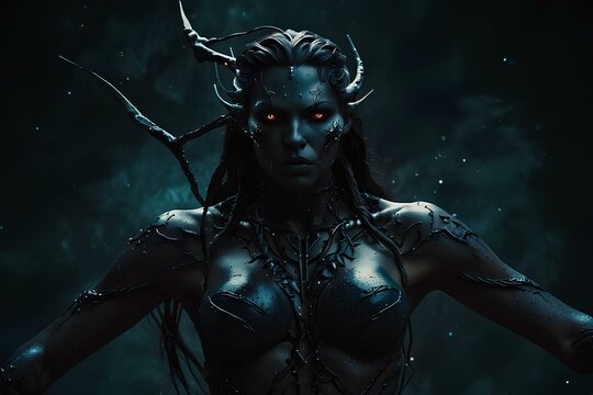 portrait of a woman monster dark fantasy style 