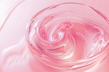 Wall Mural - Serum, liquid gel texture. Clear cosmetic cream background. Transparent pink colored skincare product smudge