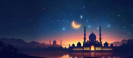 Silhouette of a Mosque Under a Starry Sky