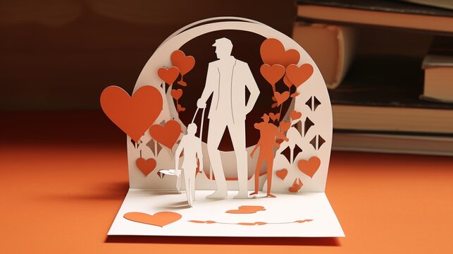Greeting card for Father's Day with a papercut style design
