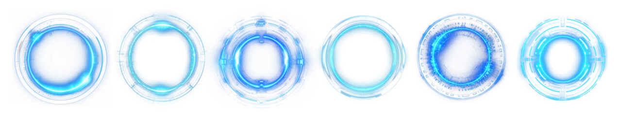 Poster - Glowing futuristic portal hologram png cut out element set