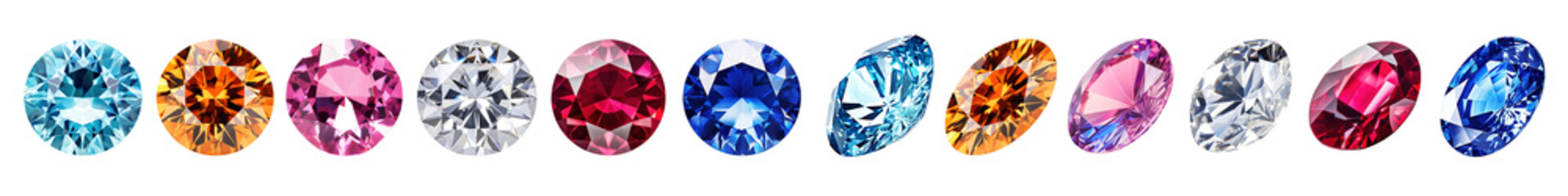 Poster - Colorful gemstones in various shapes png set