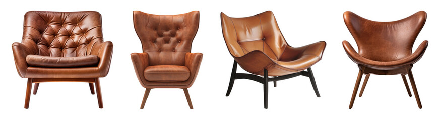 Poster - Elegant vintage leather armchairs png set