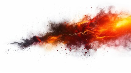 Wall Mural - Astronomy depiction of a fiery nebula on white background