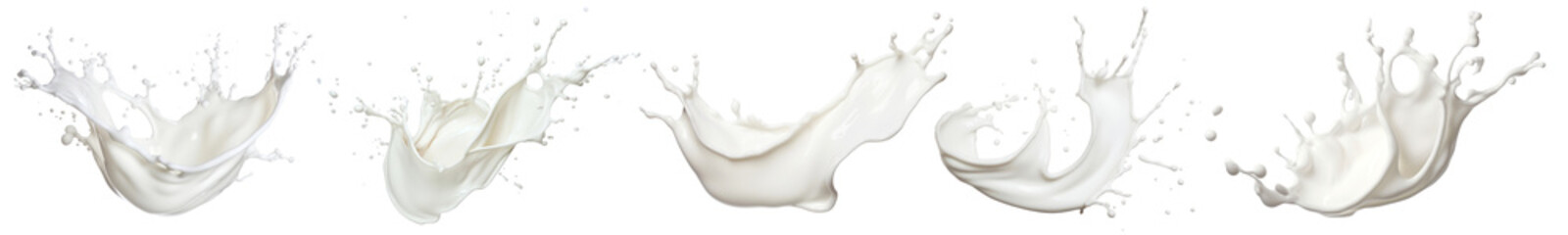 Wall Mural - Dynamic milk splash effects png set