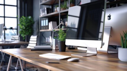 Poster - Modern office scene featuring contemporary business items.