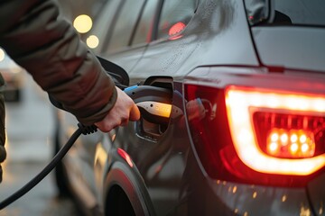 Wall Mural - Charging an electric car battery at a charging terminal