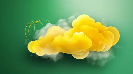 Wall Mural - Vibrant AI art design featuring yellow and green speech bubble background.