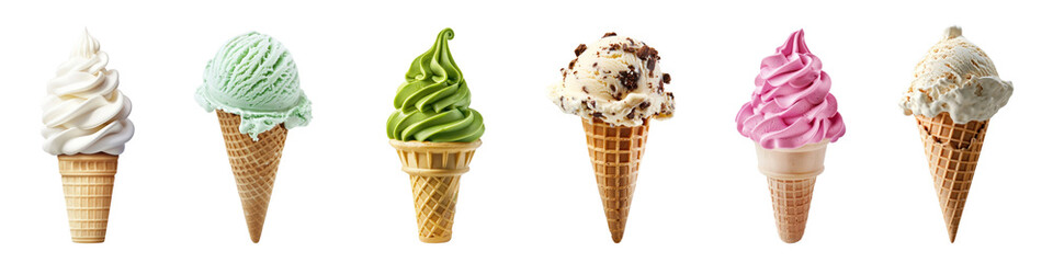 Sticker - PNG Colorful ice cream cones variety set