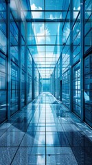 Poster - Corporate environment with a geometric layout pattern.