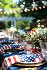 Wall Mural - Decorated setting with patriotic banners for Patriot Day.