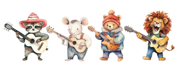 Wall Mural - Animal characters play musical instruments set