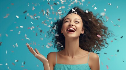 portrait of a cheerful beautiful girl wearing dress