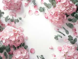 Canvas Print - An elegant arrangement of pink flowers and greenery forming a serene floral wallpaper, emanating love and tranquility, a potential abstract best-seller