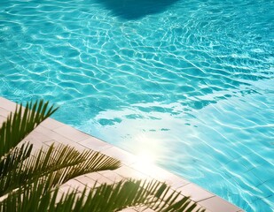 Turquoise Pool Water Background, Summer Background, Sunlight Reflections, Sparkling Ripples