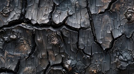 Canvas Print - Close-up of a high-resolution grunge texture of burnt wood with ash