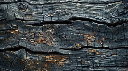 Canvas Print - Close-up of a high-resolution grunge texture of burnt wood with ash