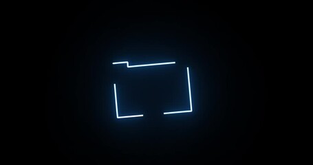 Aufkleber - Icon, neon light and motion line on folder for storage, archive information and directory for collection on black background. Symbol, sign and outline of file with glow for data, update and document