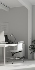Poster - Minimal office setup with plenty of blank space for messaging.