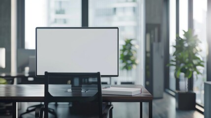 Poster - Office scene featuring a generous blank area for text.
