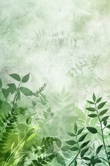 Poster - Light green background with plants in watercolor style