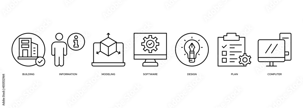 BIM icon vector illustration . building, information, modeling, software, design, plan, documentation, infographic, template, presentation, concept, banner, pictogram, icon set, icons