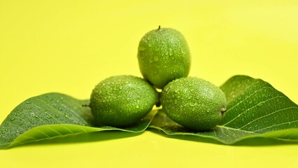 Canvas Print - green walnut closeup