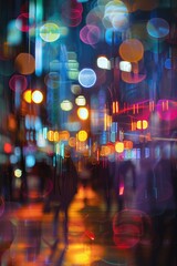 Wall Mural - Swirling patterns of blurred lights and buildings