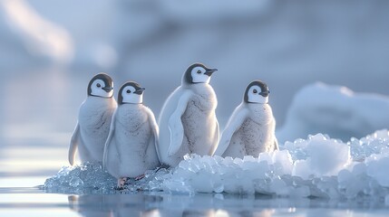 Wall Mural - two penguins on a rock