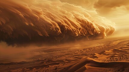 Wall Mural - The unrelenting sandstorm charges across the desert