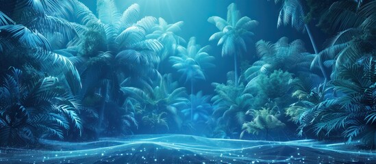 Wall Mural - Mystical Tropical Forest with Glowing Water