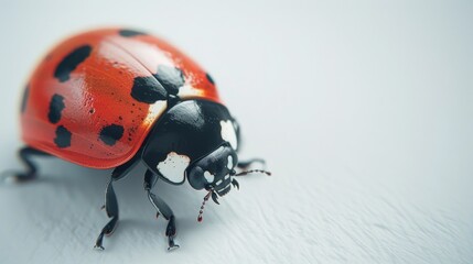 close-up of a ladybug on a white surface