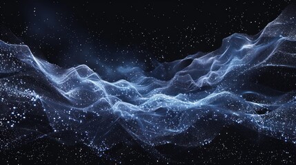 Wall Mural - Abstract Cosmic Landscape with Glowing Particles