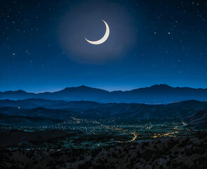 Wall Mural - night sky with moon and stars