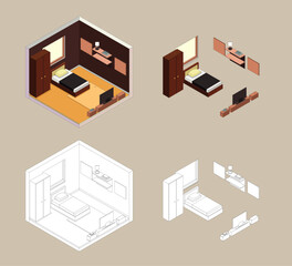 isometric bedroom 2 illustrator block