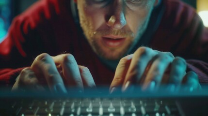 Poster - Close-up shot of a person working on their laptop