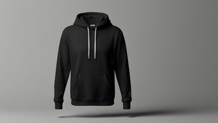 Blank black hoodie template, front and back. Hoodie sweatshirt long sleeve with clipping path, hoodie for design mockup for print, isolated on white background.