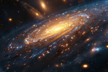 Wall Mural - a spiral galaxy with a bright yellow center